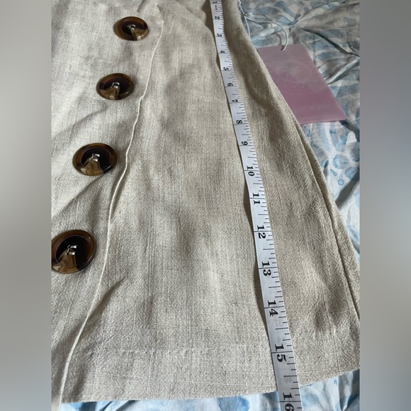 Fashion on Earth | Faux Wrap Lined Skirt Beige Buttons Linen Blend | NWT - Picture 11 of 11